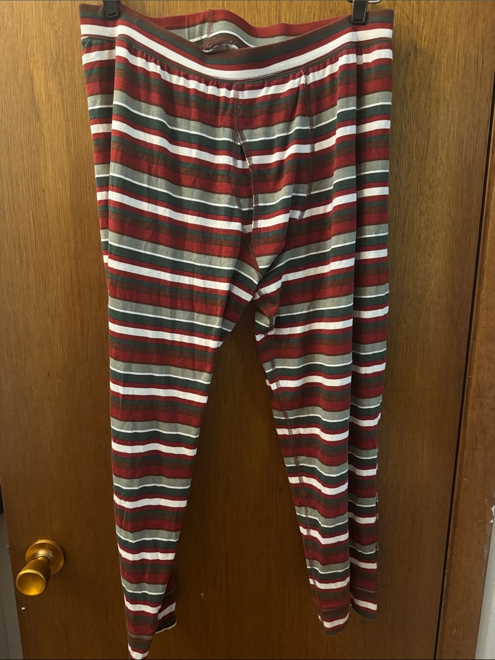 Duluth Trading Co Red, Green and White Striped Thermal Top